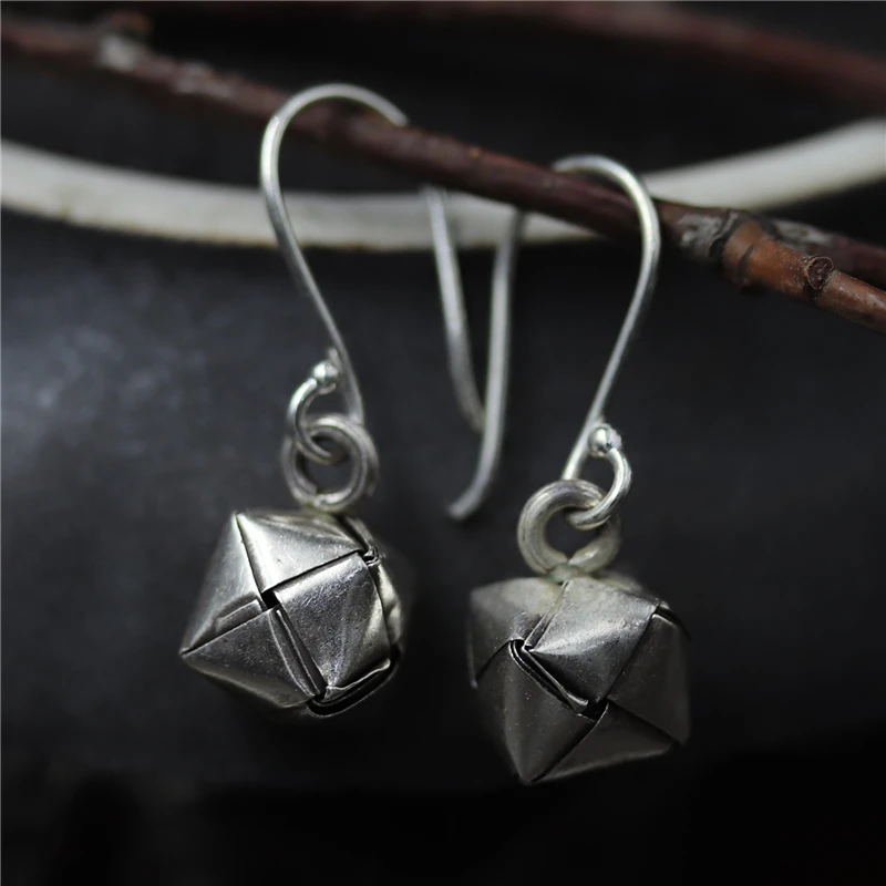 New Style Pure S925 Sterling Silver Women Fashion Square Dangle