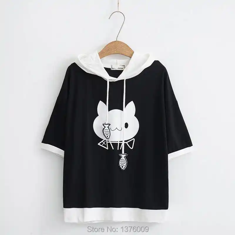 Sudadera Mujer superestrella Harajuku Kawaii Neko Ear camisetas para  estudiantes con capucha sudadera verano Tops informales Chicas Mori Moletom| Sudaderas con capucha y sudaderas| - AliExpress