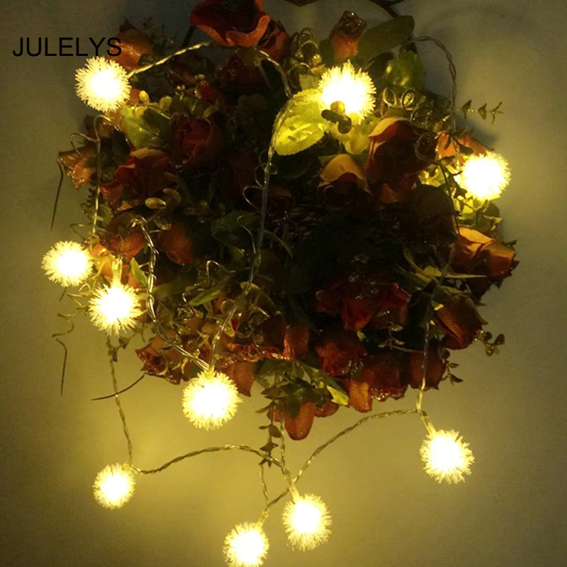 

JULELYS 2.5M 20 Bulbs Garland Battery Powered Festoon LED Light Ball Christmas String Lights Decoration Holiday Birthday Decor
