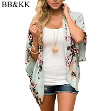 Women Casual Chiffon Half Sleeve Floral Printed Cardigan Loose Kimono font b Bikini b font Cover