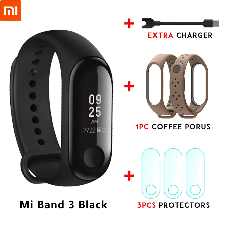 Xiaomi mi Band 3 mi band 3 для Android IOS фитнес-трекер монитор сердечного ритма 0,78 ''OLED дисплей тачпад Bluetooth 4,2 - Цвет: Mi band 3 n strap