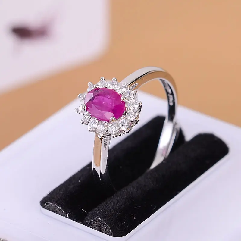 KJJEAXCMY fine jewelry 925 серебро инкрустированное натуральным Рубином кольцо ювелирные изделия - Цвет камня: Серебристый