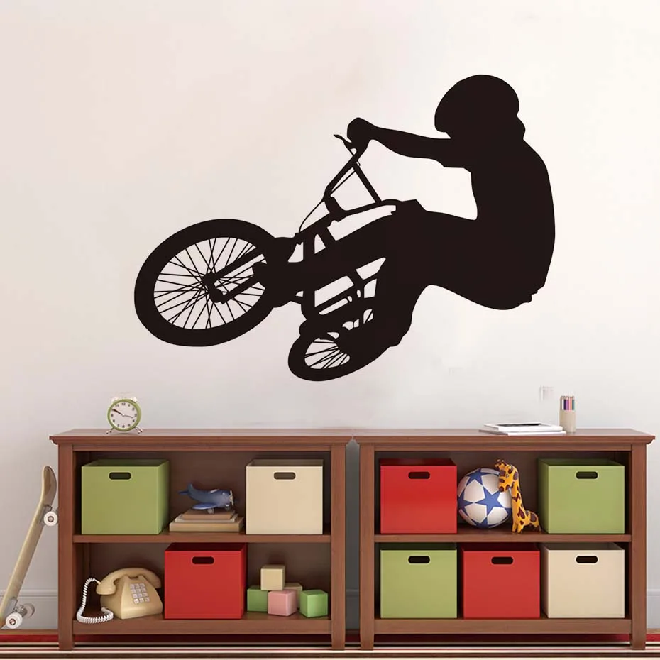 Виниловая наклейка на стену Sicker a kid ride bike Настенный дизайн для дома спальни