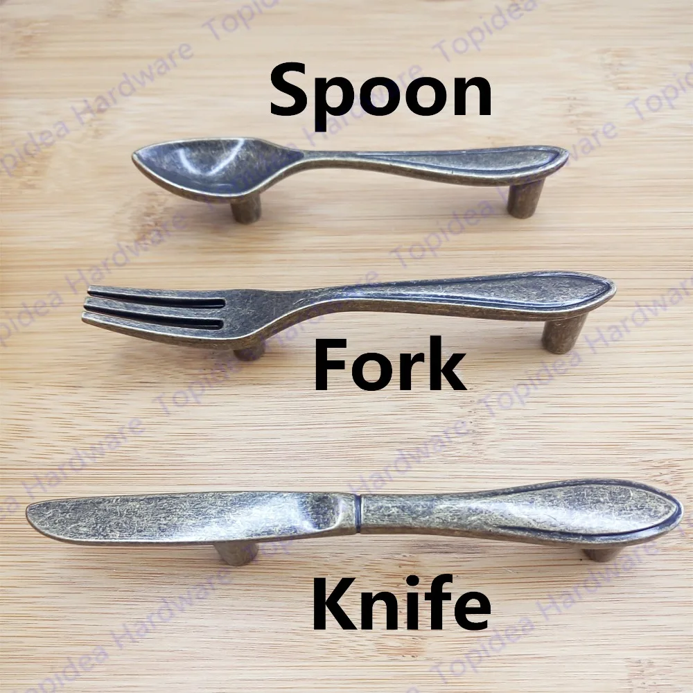 Spoon knife and fork bronze antique furniture handle handle New