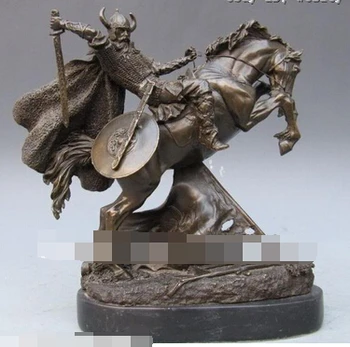 Exquisito pulgadas puro cobre de bronce y samurai guerrero paseo estatua caballo (A0321) China al por mayor fábrica de Artes De Bronce