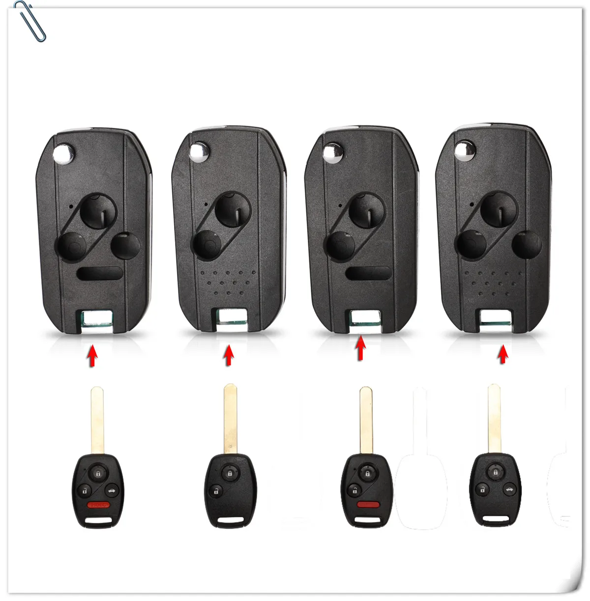 Keyforkess 20 pz/lotto modificato Flip Car Key Case Shell per Honda cr-v Civic Insight Ridgeline 2/3/4 pulsanti telecomando Fob Case -