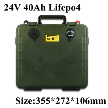 

High capacity 24V 40Ah LiFePO4 battery 18650 cell 24 battery pack power bank BMS 25.6v 1200w motorFishing boat + 5A charger