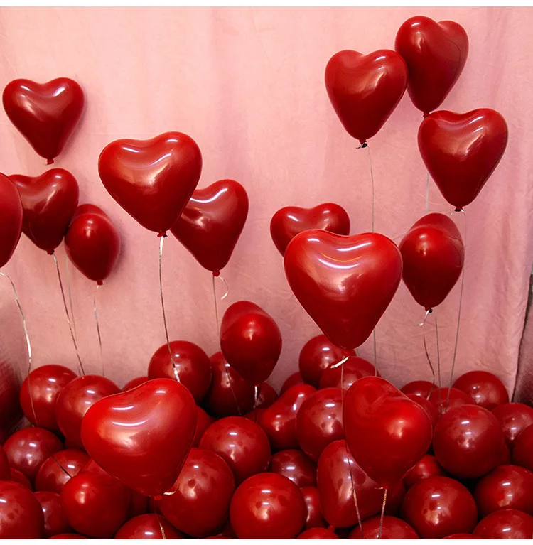 10 шт Рубиновый Красный шар новые глянцевые металлические жемчужные латексные шары «любовь» Красное Сердце воздушные шары День Святого Валентина свадебные украшения