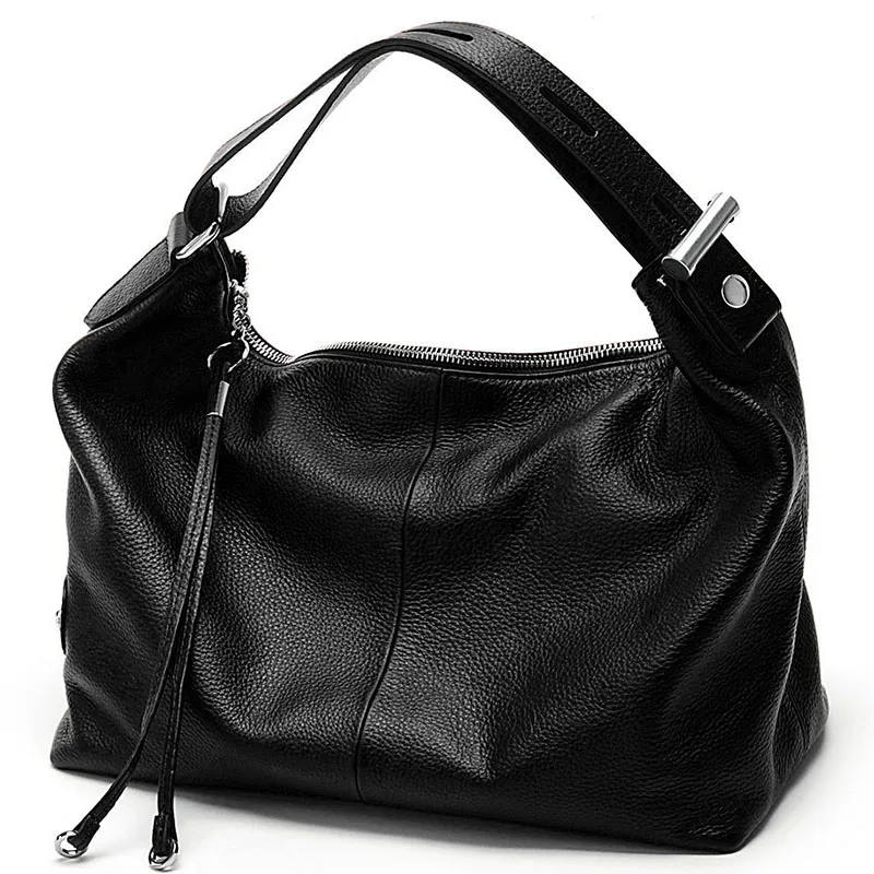 Сумка из натуральной кожи, дизайнерская женская сумка, сумки через плечо, сумки через плечо, высокое качество, Роскошные бренды, вместительные сумки - Цвет: Черный