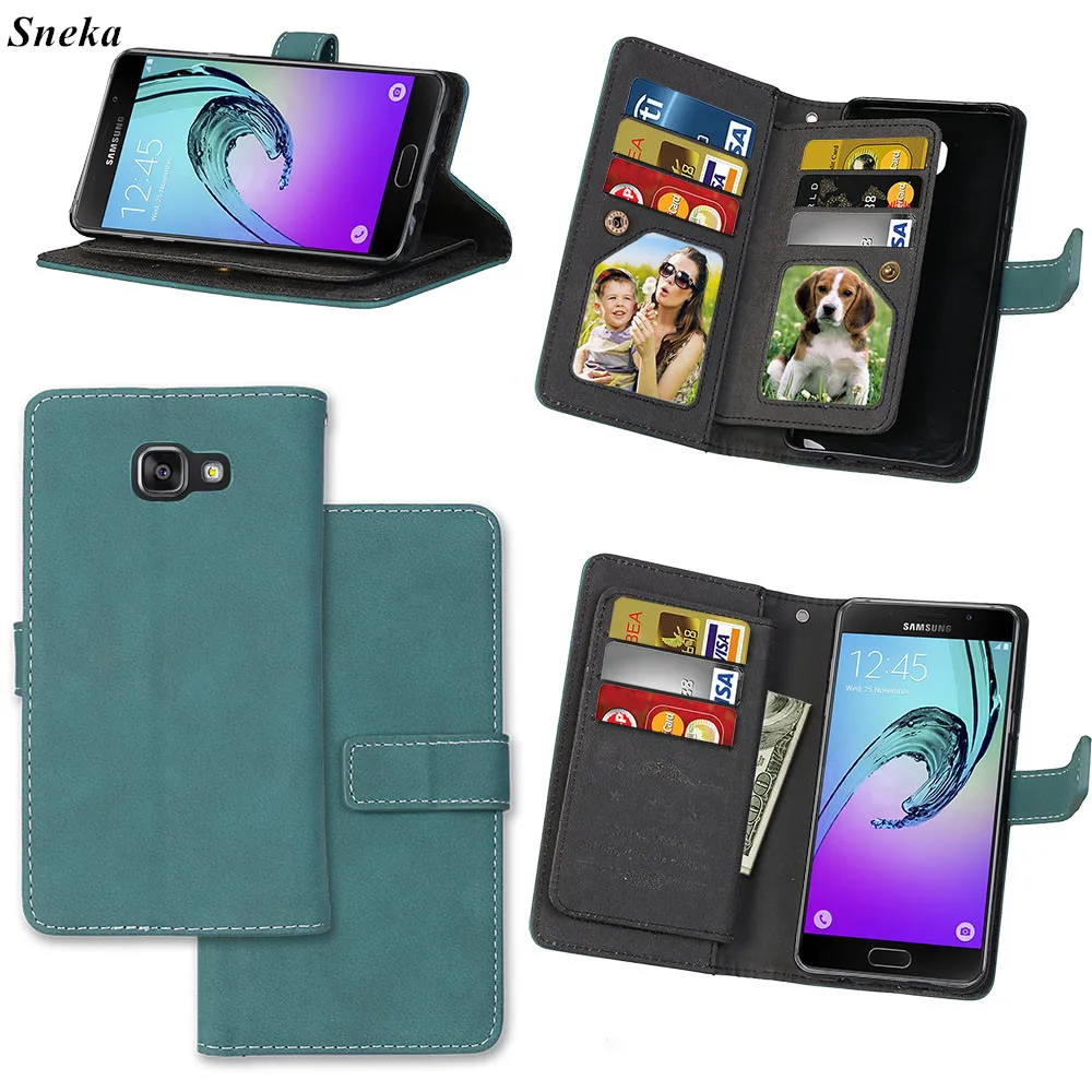 

sFor Samsung Galaxy A5 2016 A510 Case Luxury leather Multifunction 9 cards Wallet Flip Stent case For Samsung A5 2016 A510 cover