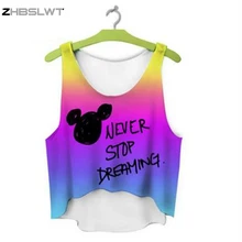 ZHBSLWT multicolor T Shirts 3D Print women tank tops camis printed sleeveless vest girls summer short