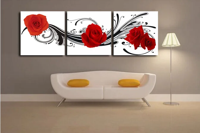 Wall Art Modern online shop modern wall art 3 piece red rose flower home decor Wall Art Modern online shop modern wall art 3 piece red rose flower home decor