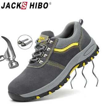 

JACKSHIBO Safety Shoes For Men Steel Toe Cap Work Shoes Outdoor Anti-smashing Security Work Boots Male Construction Shoes Boots