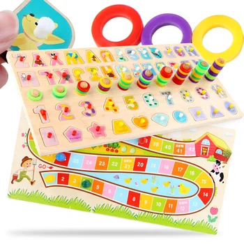 

Baby Wooden Montessori Learn To Count Numbers Geometric Shape Cognition Matching Baby Early Education Teaching Aids Math Toy