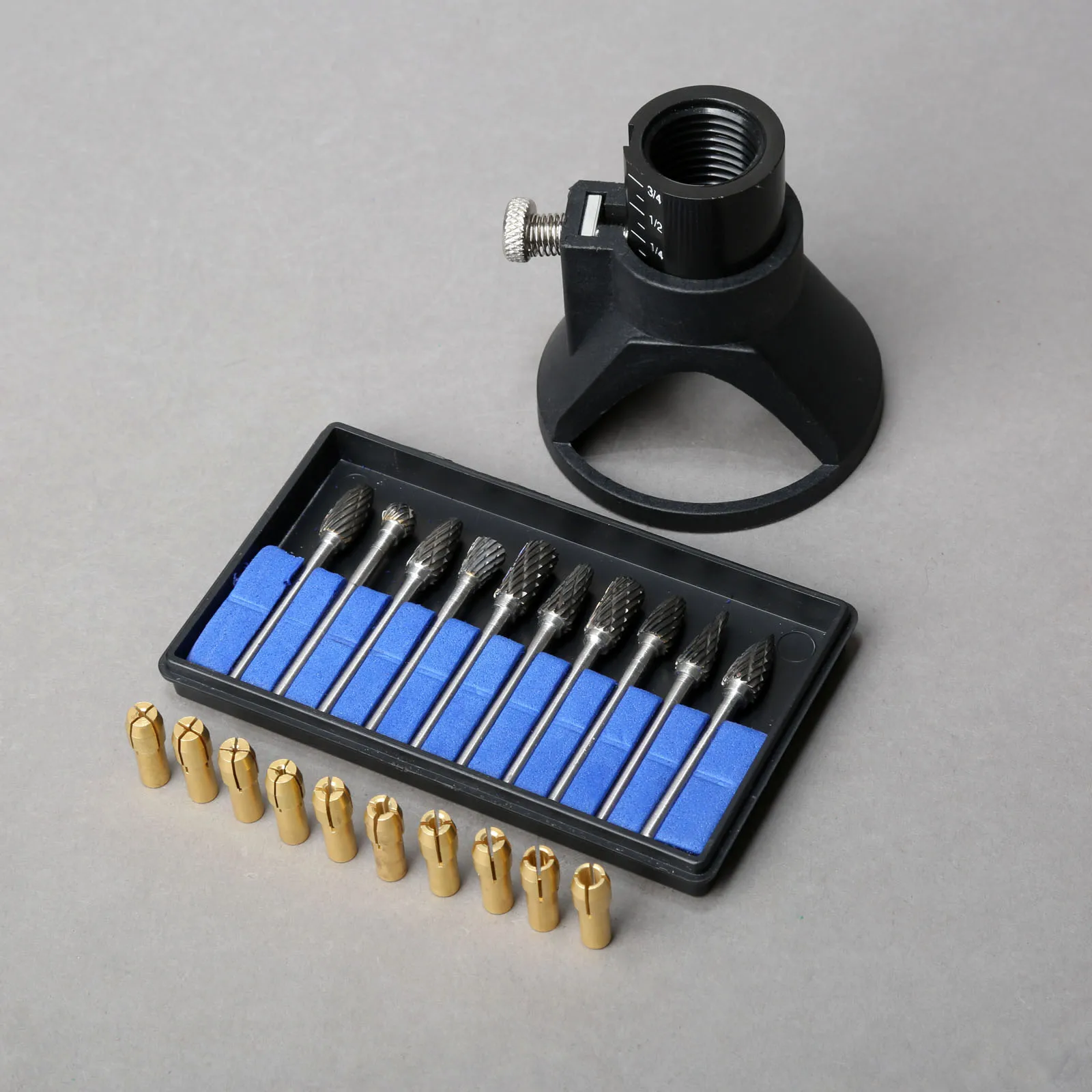 Dophee Accessori Dremel Drill Locator Dedicato Rotary Tool + 0.5-3.2Mm Brass Collet 4.8Mm Gambo + 3Mm Albero Solido Frese In Metallo Duro