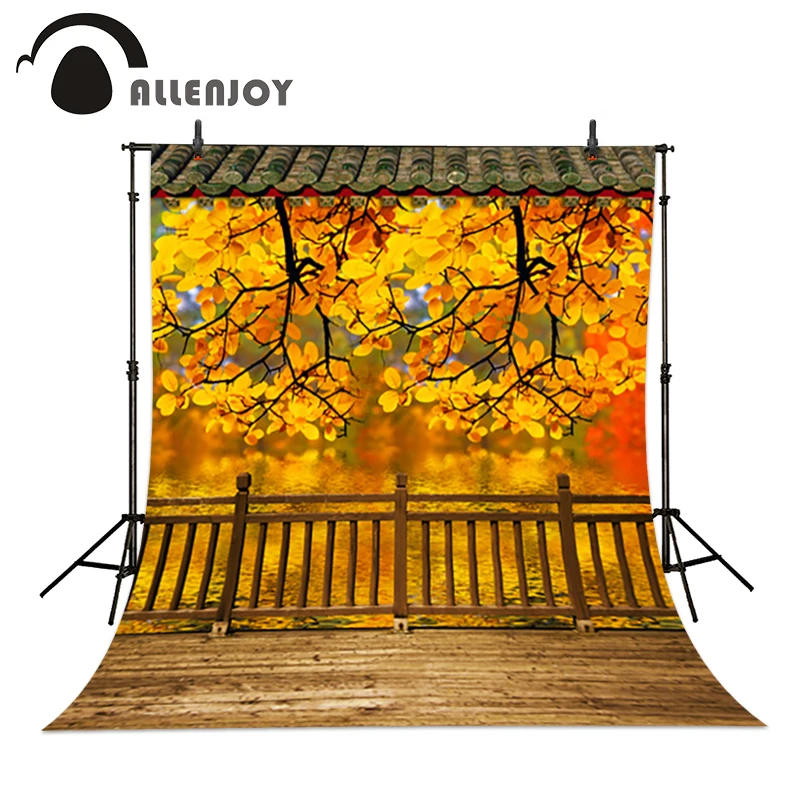 

Allenjoy photo studio baby backdrop 6.5x10ft(200x300cm) Yellow leaves of autumn eaves children photo background