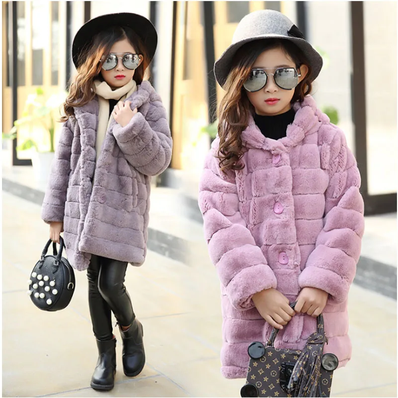 Зимние утепленные куртки для девочек детская теплая куртка из искусственного меха для девочек, детская Тяжелая шерстяная куртка-пальто, верхняя одежда C20