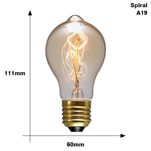 YNL Edison лампа E27 220 В 40 Вт T10 ST64 A19 T45 G80 G95 G125 накаливания свет лампы светильник ing Ретро E27 Светодиодная лампа Эдисона - Цвет: A19 Spirai 220V