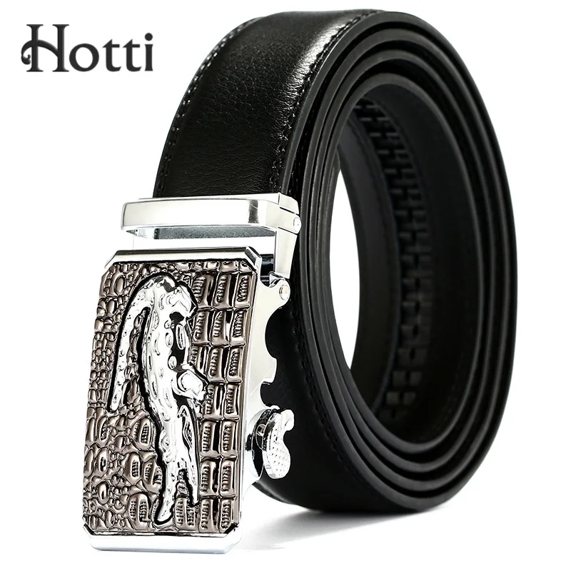 

[Hotti] Man Automatic Buckle Cowboy Classic Crocodile Fashion Belts Men Genuine Leather Belt Luxury Brand Male Belt cinto homme