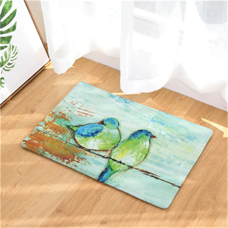 Practical Fashion Birds Theme Print Mats Rectangular Floor Mats Living