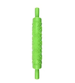 

Fondant Ribbon Stripe Bow Cutter Roller Pin Leaves Embosser Decorating Cake Paste Dough Plastic Baking Tools