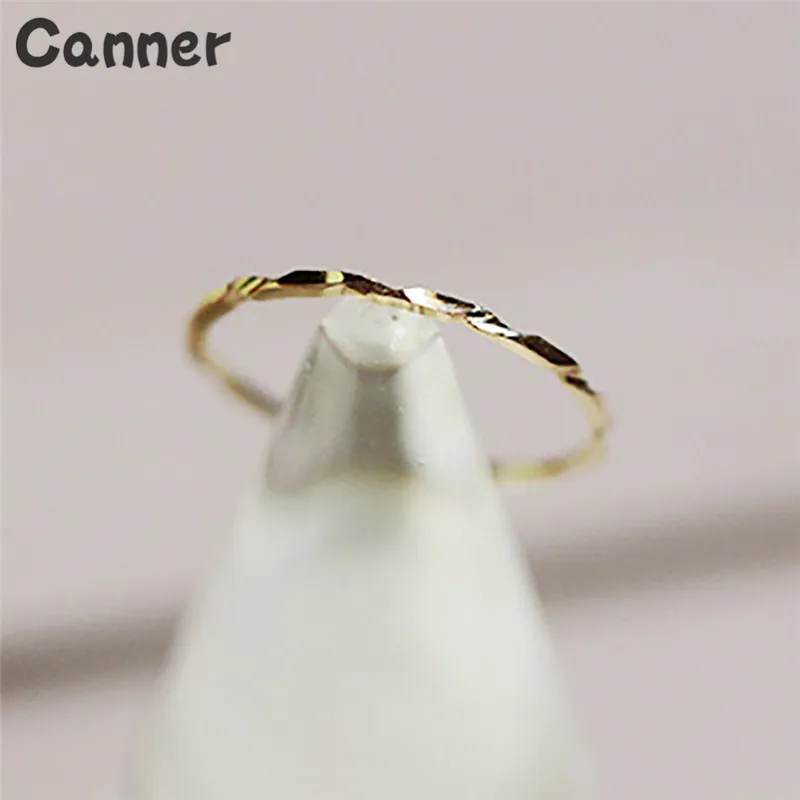 

Canner Dainty Thin Ring Anti-allergy Smooth Gold Plating Rings Simple Wedding Engagement Ring For Women