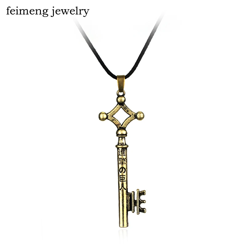 

Wholesale Attack On Titan Necklace Eren Key Shingeki No Kyojin Pendant Fashion Vintage Retro Anime Jewelry For Men Cosplay
