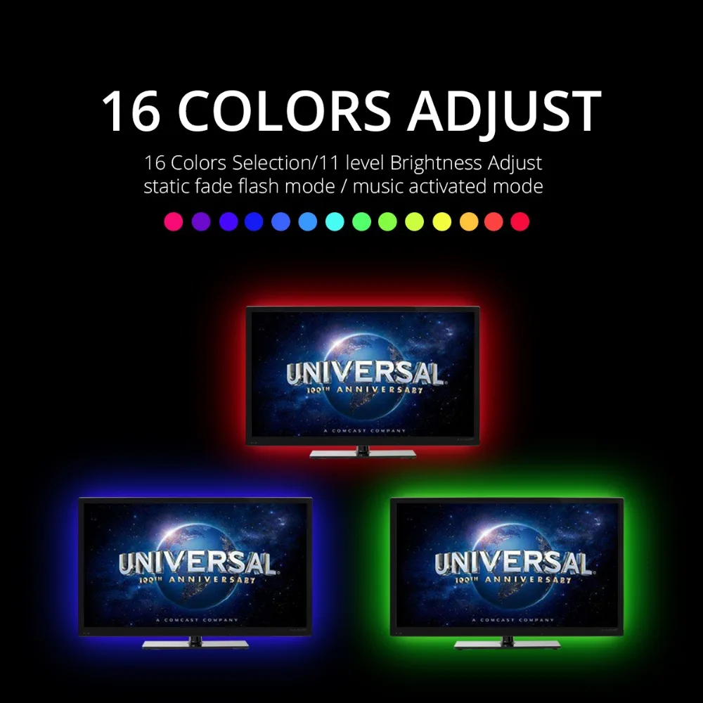 5050 RGB Светодиодные ленты лента DC5V питаемые через USB порт ТВ задняя светильник с