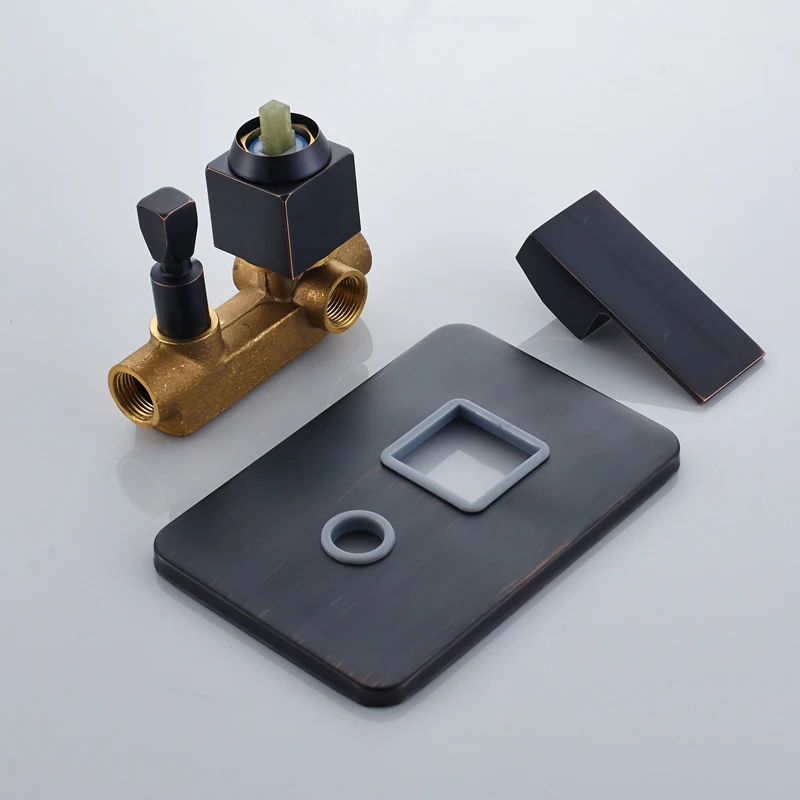 Concealed Black Bathroom Shower Faucet Brass 2-ways Mixer Valve Shower Mixers with Handshower 8/10/12/16" Rainfall Head