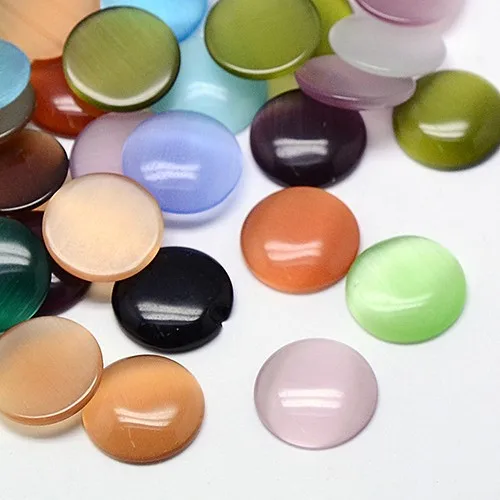

4mm~25mm Mixed Color Half Round Dome Flat Cat Eye Cabochon for Jewelry Making DIY Bracelet Necklace 4 6 8 10 12 14 20 25mm
