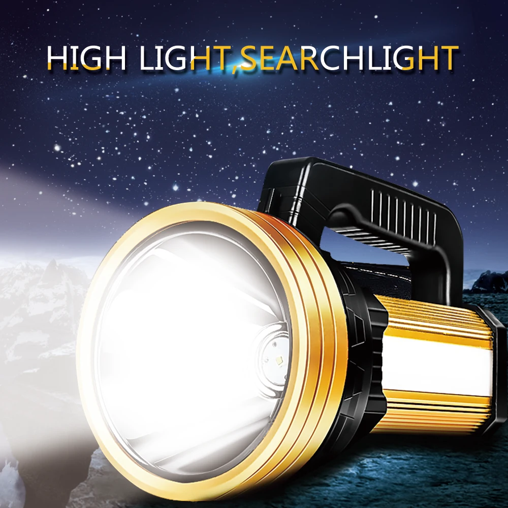 

160W Handheld Spotlight Portable USB Built-in 6000mah Rechargeable LED Searchlight Lantern Flashlight Waterproof Spot lamp