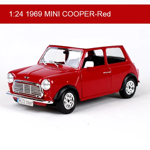 BBUAGO 1:24 MINI 1969 COOPER литой модельный автомобиль металлические детские игрушки для детей модель моделирования автомобиля для коллекции подарков - Цвет: Красный