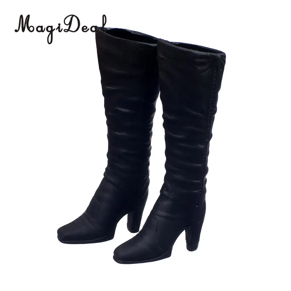 MagiDeal Fashion 1Pair Black 1/6 Scale Rubber High Heeled Long Boots Shoes For 12 Inch Action Figure Body Party Stage Show Acce