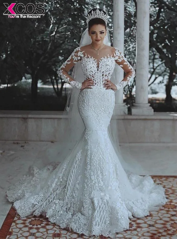 Vestido-de-noiva-Sexy-Long-Sleeves-Lace-Wedding-Dress-2018-New-See-Through-Back-Lace-Mermaid