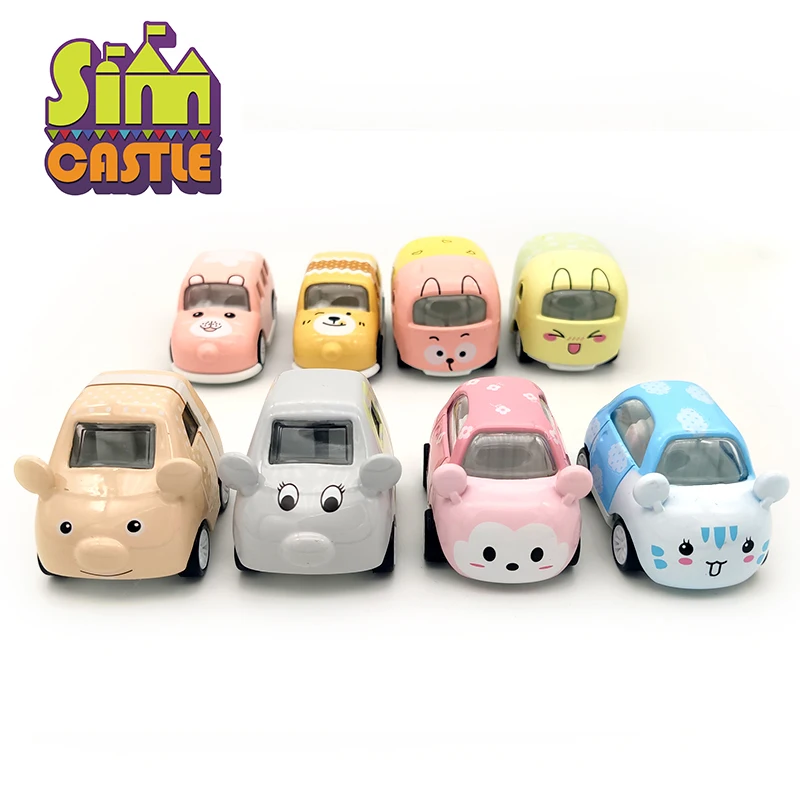 

SIMCASTLE Original 8 Styles Colourful Cartoon Car 1:43 Diecast Metal Model Cars Toys for Children Alloy Mini Toy Birthday Gifts