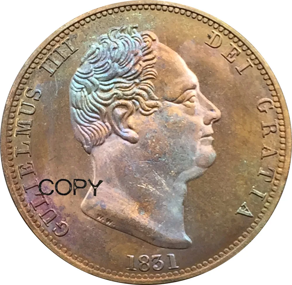 

United Kingdom 1831 1/2 Penny William IV Red Copper Copy Coins