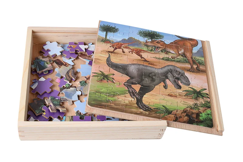 147 шт деревянные динозавры пазлы в коробке Животные головоломки доска детские развивающие Игрушки для раннего обучения