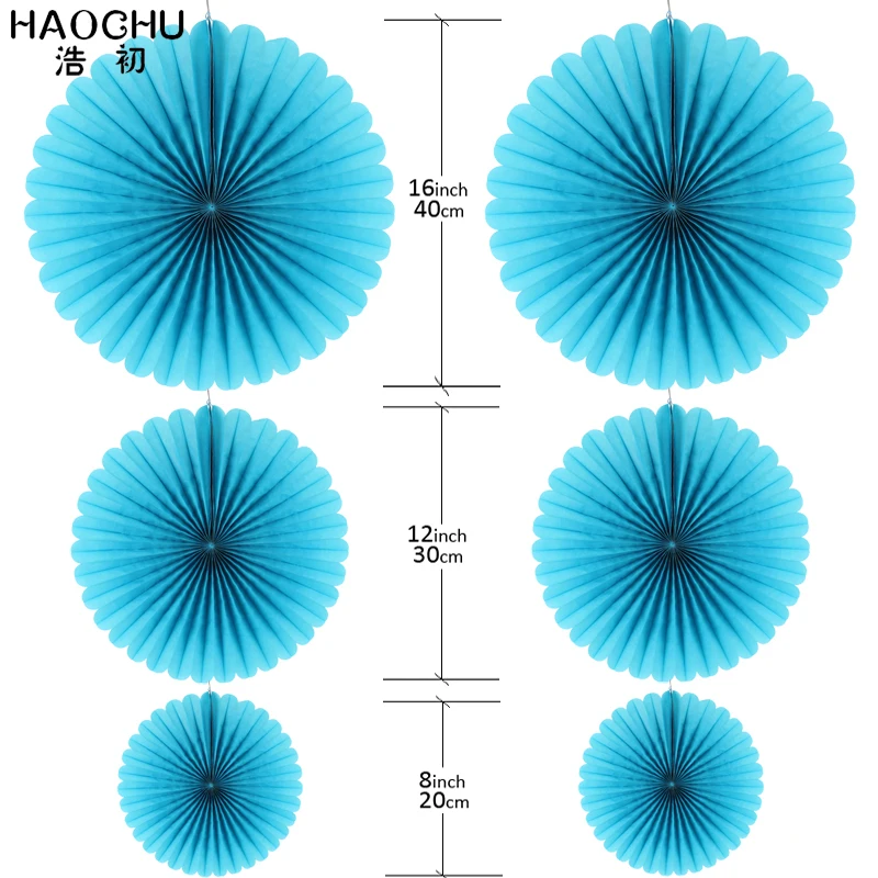 HAOCHU 5 шт./лот 20 Вт, 30 Вт, 40 см цветной бумажный цветок вентиляторы красочные бумажные вееры для украшений на вечеринку детская одежда для дня рождения