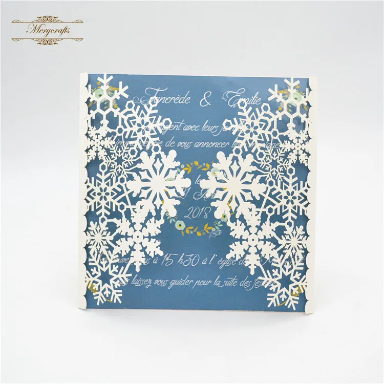 Снежинка рождественские приглашения лазерная резка 12 шт Зимние свадебные приглашения карты