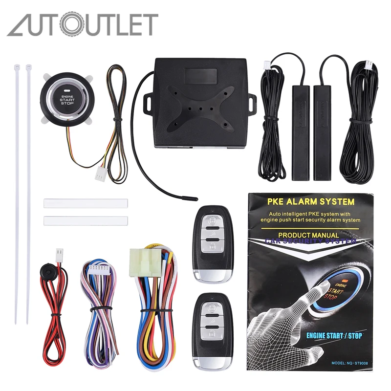AUTOUTLET Универсальный Автомобильный Автозапуск двигателя Автосигнализация система кнопочный пульт дистанционного стартера с 2 пультом дистанционного управления защита от взлома