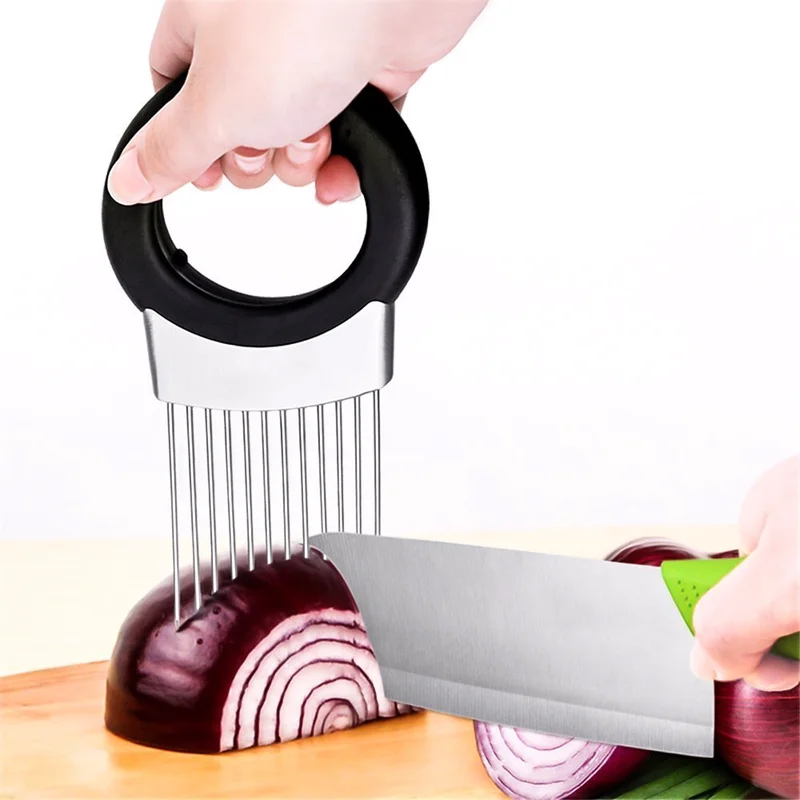 Onion Holder for Slicing All-In-One Potato holder Odor Remover Vegetable Slicer Onion Chopper Stainless Steel