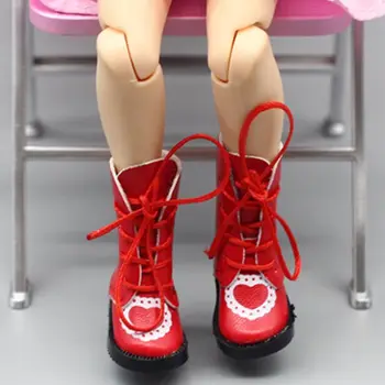 

Handmade Exquisite Heart PU Leather Doll Boots For Doll Shoes 1/6 Doll Accessories