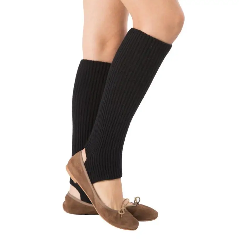 Женские носки спортивные теплые женские гетры трикотажные спортивные гольфы для йоги покрытие для обуви - Цвет: Black