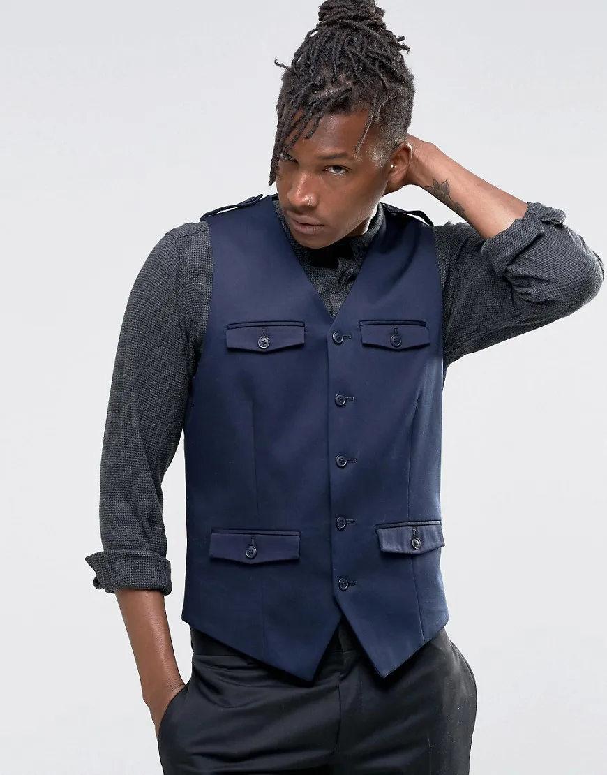 Tailor Made Navy Blue Men's Waistcoats Wedding Prom Dinner Vests For