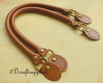 

purse leather handles 16.5 inch a pair brown K35