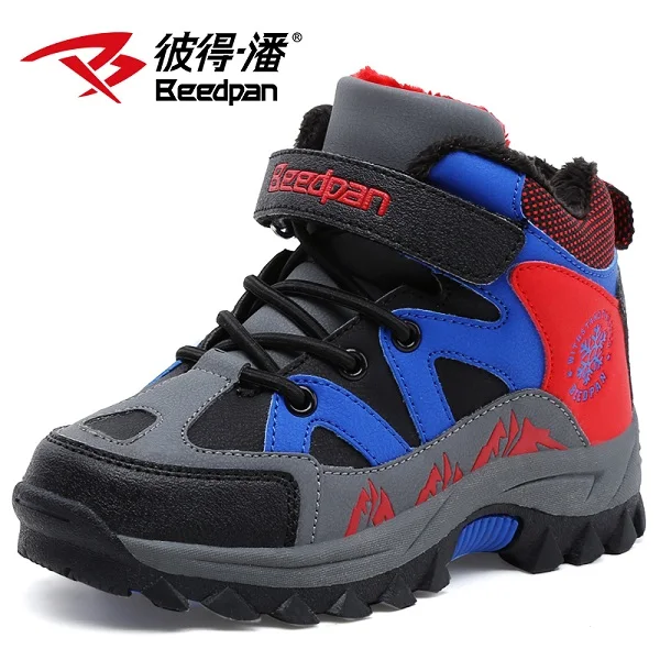 

Beedpan Brands 2016 Winter Fashion Large boy shoes children Mountaineering shoes baby winter shoes plus velvet warm sneakers