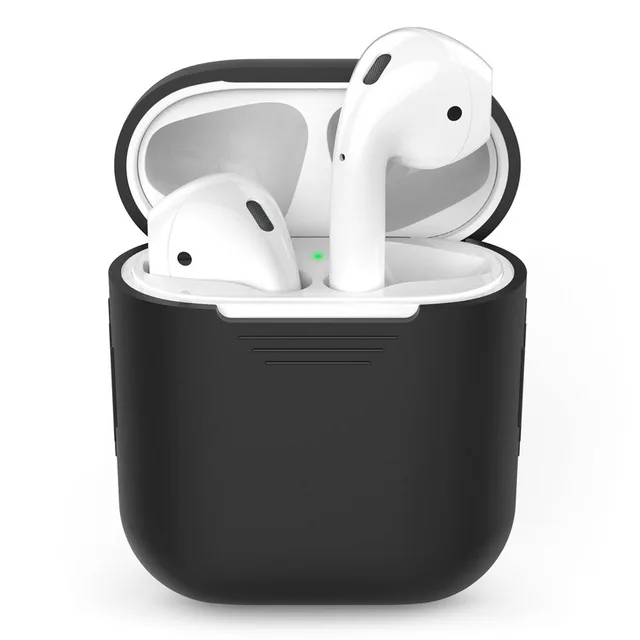 1 шт. ТПУ для Apple Airpod чехол силиконовый Bluetooth беспроводной чехол для наушников для ушных стручек чехол для air pods зарядная коробка i7s tws - Цвет: Черный