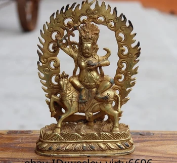 

Old Chinese Copper Bronze Gild Buddhism Palden Lhamo Buddha Ride on Horse Statue