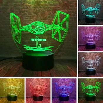 

Cool Star Wars Tie Fighter Veilleuse Enfant 3D Lamparas LED 7 Color Change Night Light Bedroom Xmas Halloween Decor Fans Gifts