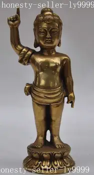 

Crafts statue Chinese Buddhism Temple Brass Copper Buddhist Boy Sakyamuni Buddha God Statue halloween